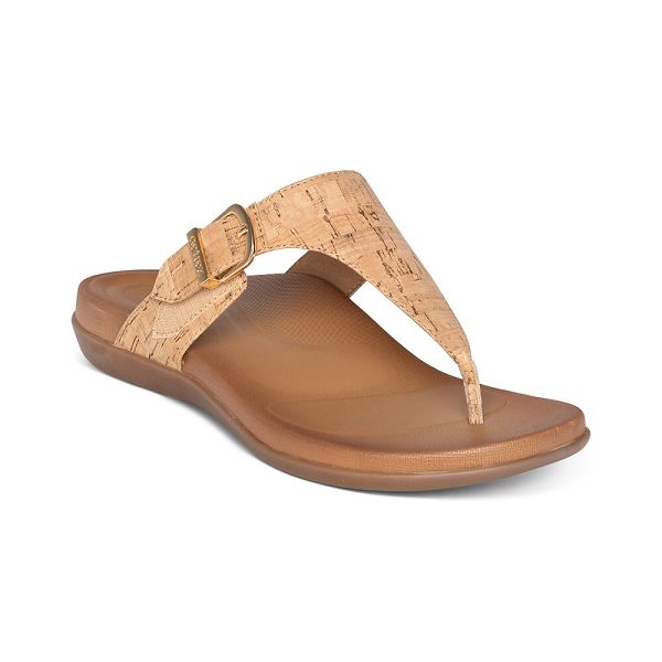 Aetrex Women's Rita Adjustable Flip Flops Cork Sandals UK 4130-088